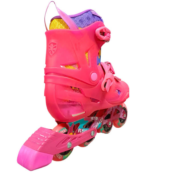 Patines profesionales freestyle Flying Eagle modelo S8 color rosa translúcido ajustable ruedas roqueables