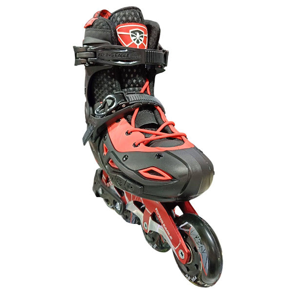 Patínes profesionales freestyle Flying Eagle modelo S9 Dynamo color negro/rojo ajustable ruedas roqueables